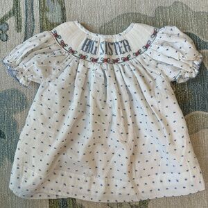 18M Big Sister Dress- White and Blue Polka Dot